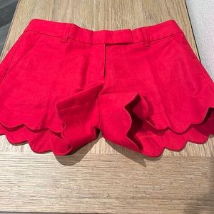 JCrew Red Scallop Shorts